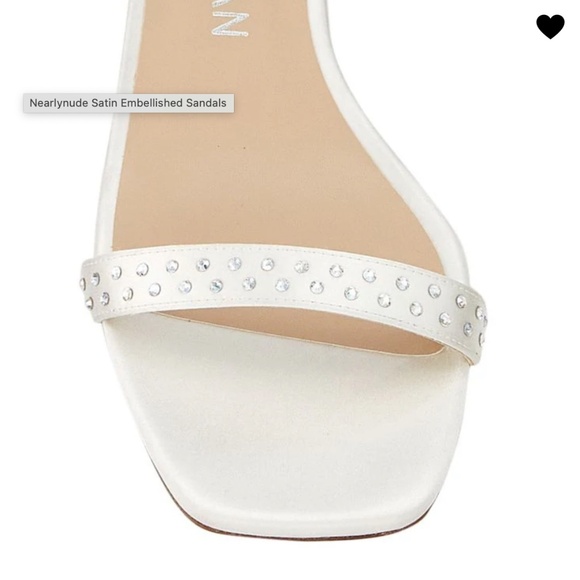 STUART WEITZMAN Nearlynude Satin Embellished Sandals white bridal shoes sz 5.5 - Picture 5 of 5